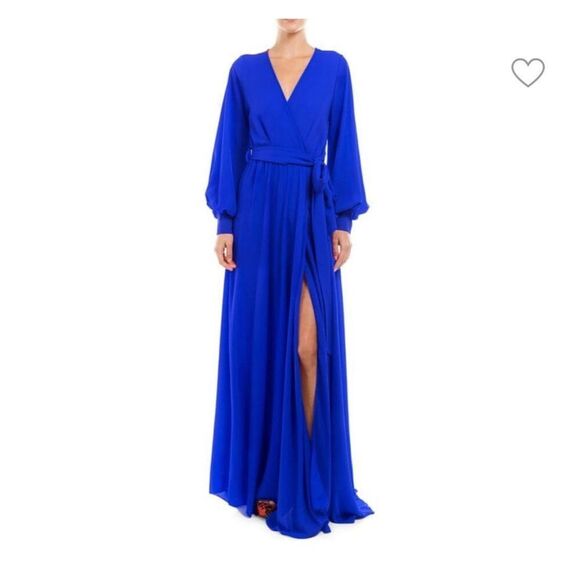 Vintage 70s Style Meghan LA Women's Surplice V-Neck Wrap Maxi Dress Small - Picture 1 of 5